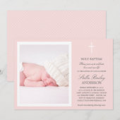 CROIX ROSE | CARTES D'INVITATION BAPTÊME (Devant / Derrière)