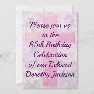 CROIX ROSE ET INVITATION FLORALE 85E ANNIVERSAIRE