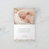 Croix rose Fille Baptême Carte de remerciements (Intérieur)