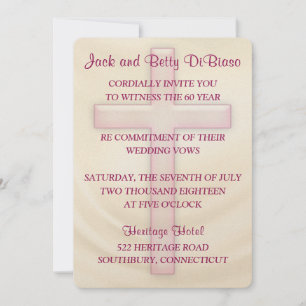 Croix rose Invitations du 60e anniversaire