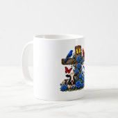 Croix rustique Roses bleues et mug vache (Devant gauche)