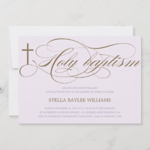 CROIX SAINT LILAC ET BROWN INVITATION BAPTISME