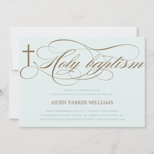 CROIX SAINTE BLEUE ET BROWN| INVITATION BAPTISME (Devant)