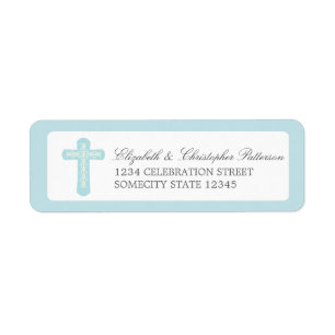 Croix simple en Étiquette de adresse bleu