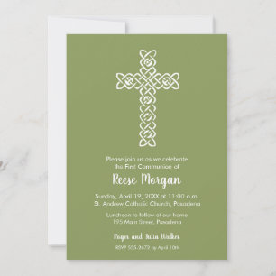 Croix sur Moss Green Christening, Invitations du b