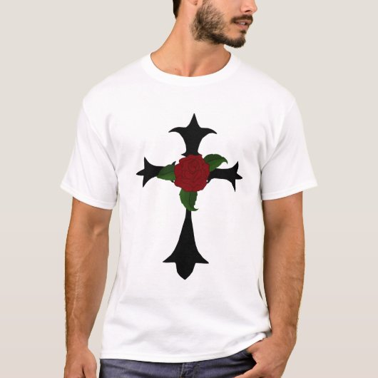 Croix Tribale Noire Avec T-Shirt Rose (Devant)