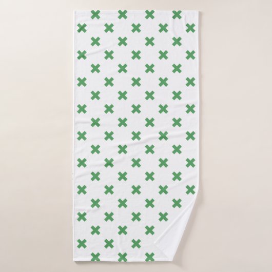 Croix verte coutures sur blanc (Serviette de bain)