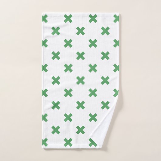 Croix verte coutures sur blanc (Serviette à main)