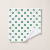 Croix verte coutures sur blanc (Gant de toilette)