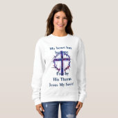 Croix violette Jésus Sweatshirt des femmes (Devant entier)