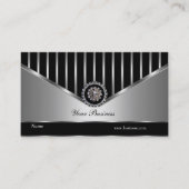 Crome Silver Black Stripe Elegant Classy Visitekaartje (Voorkant)