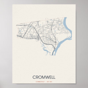 Cromwell Connecticut Plan de rue Poster – Établi e