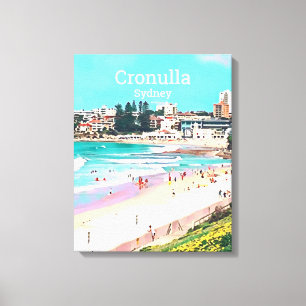 Cronulla strandvoorstad Sydney reisprint Canvas Afdruk
