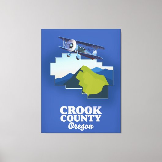 Crook County Oregon-kaart Canvas Afdruk (Voorkant)