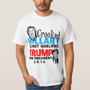 Crooked Hillary Donald Trump voor President Funny T-shirt