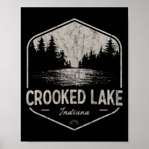 Crooked Lake Indiana Buiten Activiteiten Vintage Poster