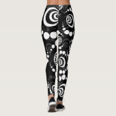 Crop Circle Moderne Noir Et Blanc Leggings (Dos)