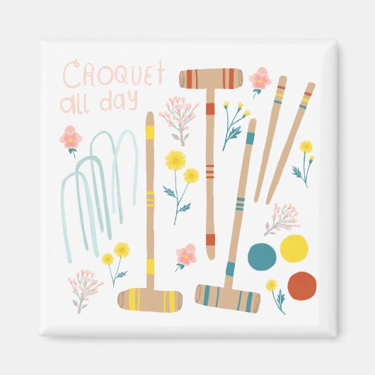CROQUET ALLE DAGELIJKSE introductiegames Fun Cute Magneet (Voorkant)