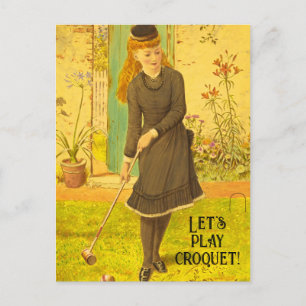 Croquet Cute Lawn Summer Cottcore Briefkaart