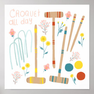 CROQUET DE HELE DAG Gazon Spelletjes Plezier Schat Poster