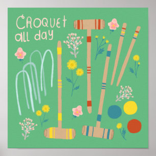 CROQUET DE HELE DAG Gazon Spelletjes Plezier Schat Poster