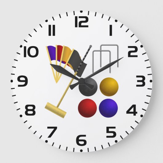 Croquet Equipment Set Mallet Balls Hoops Grote Klok (Voorkant)