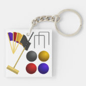 Croquet Equipment Set Mallet Balls Hoops Sleutelhanger (Achterkant)