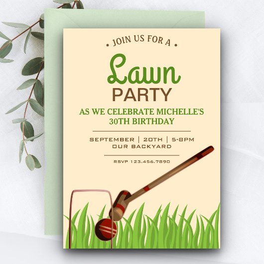 Croquet Jardin Jeu pelouse Anniversaire Invitation