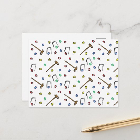 Croquet Pattern Cute Hand-Drawn Boho Picnic Game Briefkaart (Voorkant / Achterkant in situ)