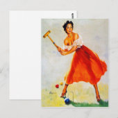 Croquet Pin Up Briefkaart (Voorkant / Achterkant)