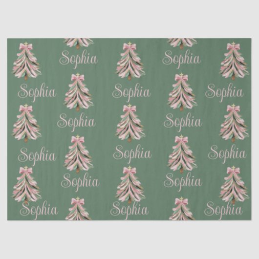 Croquette Bow Christmas Tree Personalized Name Tissuepapier (Voorkant)
