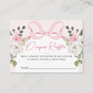 Croquette Roze Baby shower Boog Luier Raffle Kaart Visitekaartje