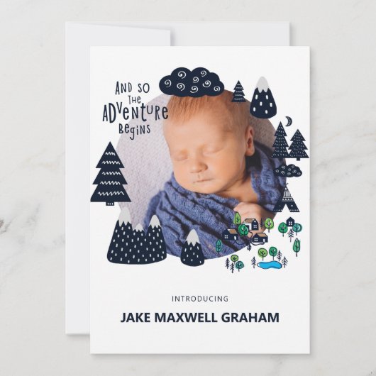 Croquis aventure | Faire-part de naissance double (Devant)