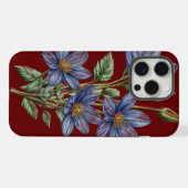 Croquis de fleurs bleues sur le boîtier téléphoniq (Verso Horizontal)