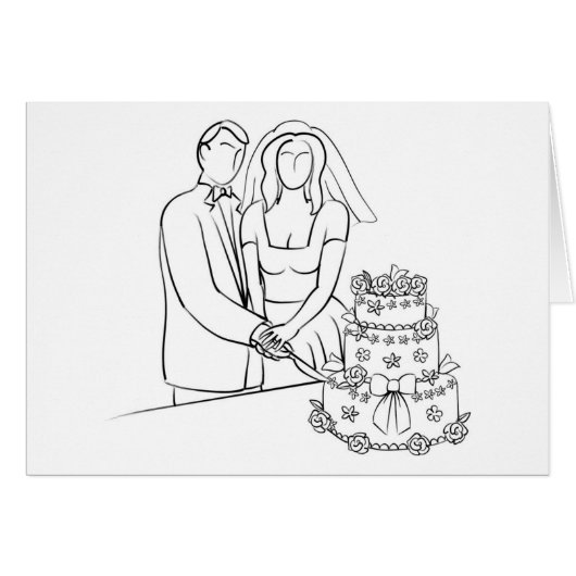 Croquis de gâteau Mariage coupé en deux (Devant horizontal)