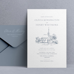 Croquis de lieu de l'église Invitation de mariage