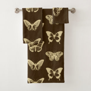Croquis de papillon, beige sur brun chocolat