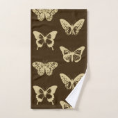 Croquis de papillon, beige sur brun chocolat (Serviette à main)