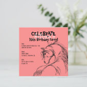 Croquis de tête de cheval rose et noir Invitation (Debout devant)