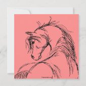 Croquis de tête de cheval rose et noir Invitation (Dos)