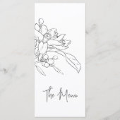 Croquis en fleurs orange - menu mariage photo mono (Devant)