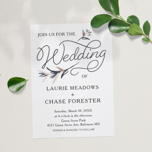 Croquis Floral Minimal Boho Faire-part de mariage