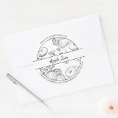 Croquis noir et blanc étiquette de confiture Apple (Enveloppe)