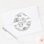 Croquis noir et blanc étiquette d'huile de coco (Enveloppe)