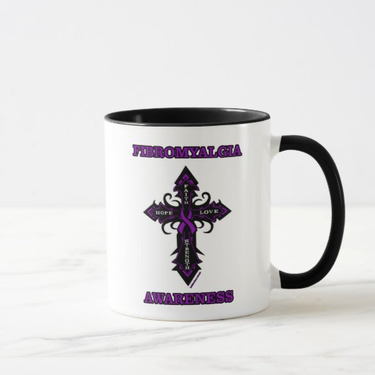 Cross/Awareness...Fibro Mug à café à deux tons (Droite)