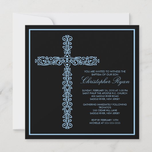 Cross-Baptism Christening Boy Baptisme Inture Kaart (Voorkant)