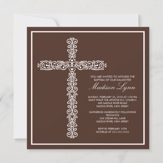Cross Baptisme Christening Baby Baptisme Indeling Kaart (Voorkant)