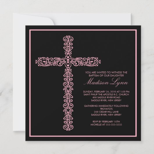 Cross-Baptisme Christening Girl Baptisme Inture Kaart (Voorkant)