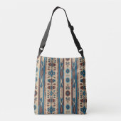 Cross Body Bag in Blue Native American Patterns Crossbody Tas (Achterkant)