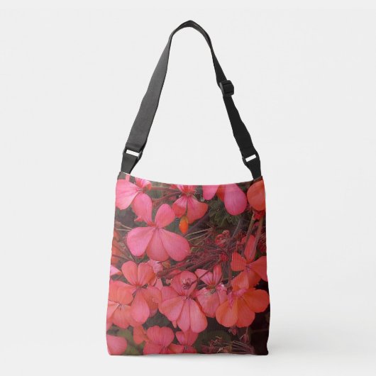 Cross-body tas met rode kleine bloemetjes en gezeg (Voorkant)
